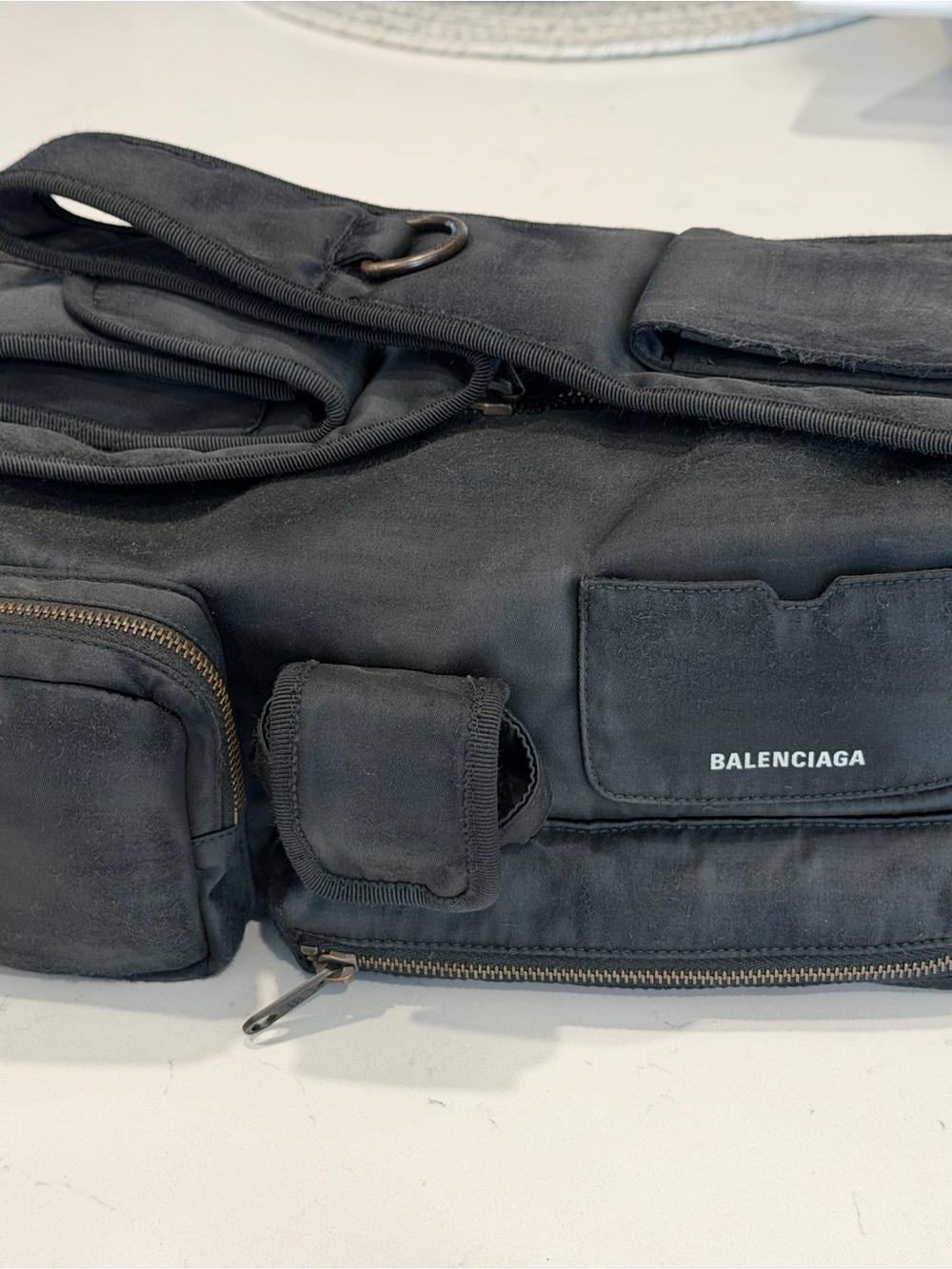 New Balenciaga Superbusy Sling Distressed Nylon